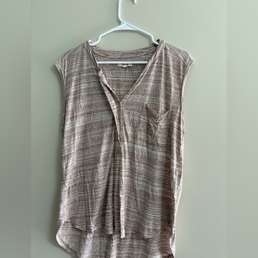 Madewell Brown Striped Sleeveless Blouse